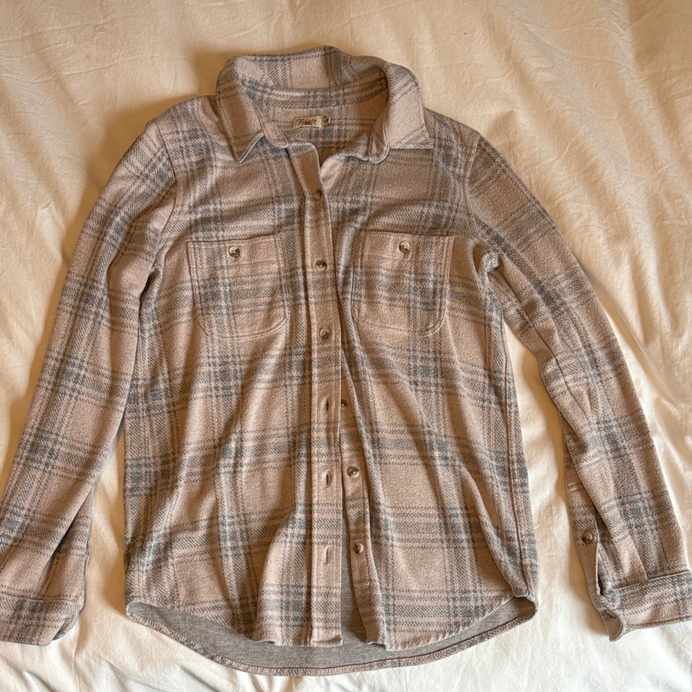 Faherty pink and Gray Legend™ Sweater Shirt
